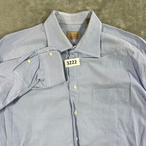 Gitman Gold Dress Shirt Mens 17 34 Blue Striped Cotton Button Down Made in USA